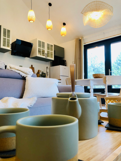 Le Chaleureux : la pièce de vie avec le salon, la salle à manger et la cuisine.