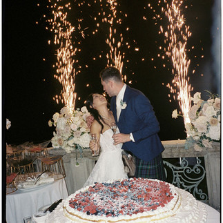 Cinematic wedding moment captured on analogue film with rich tones