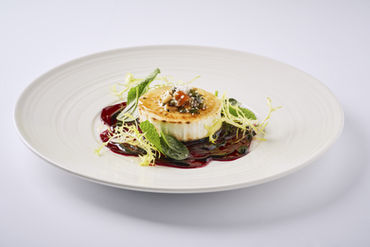 fine dinning scallop and bean sprout asian fusion
