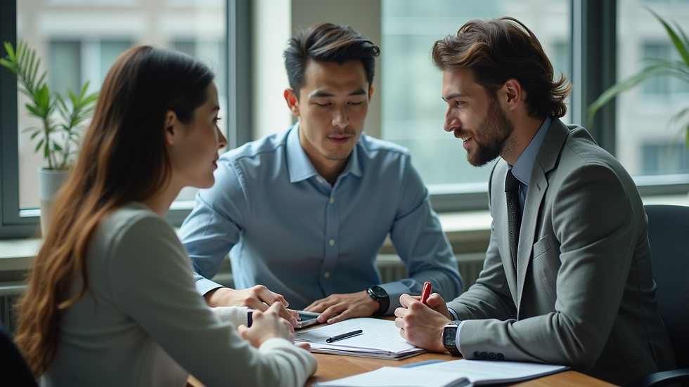 High angle view of a mentor guiding a young professional in an office setting