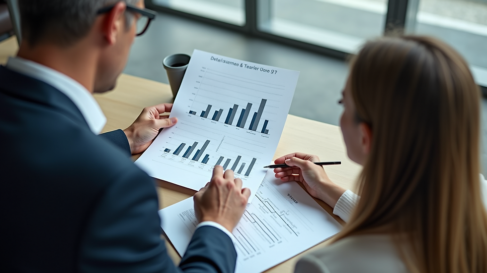 High angle view of a consultant presenting a business plan to a client