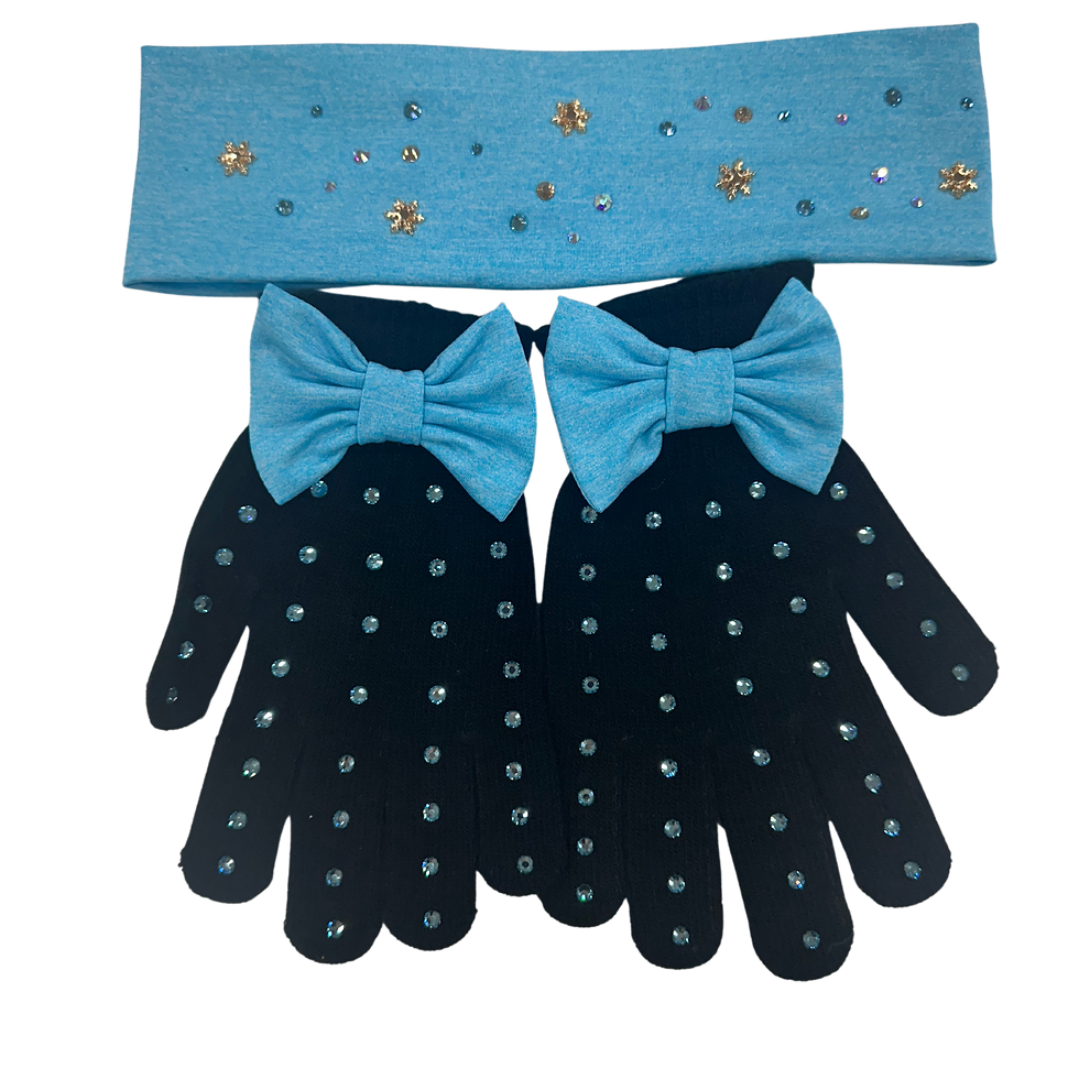 Thumbnail: blue bow gloves with matching headband