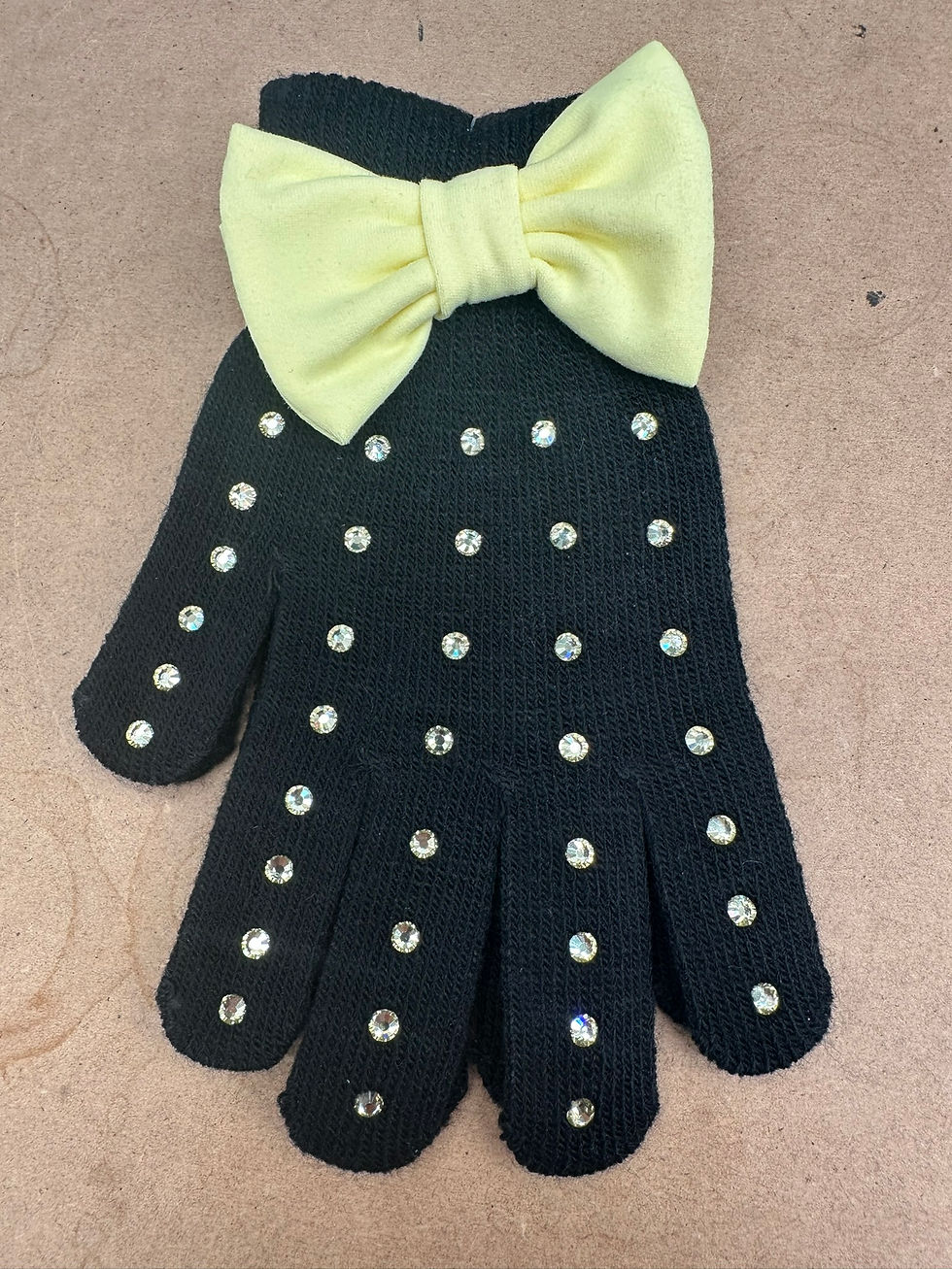 Thumbnail: Black with Yellow Bow Gloves