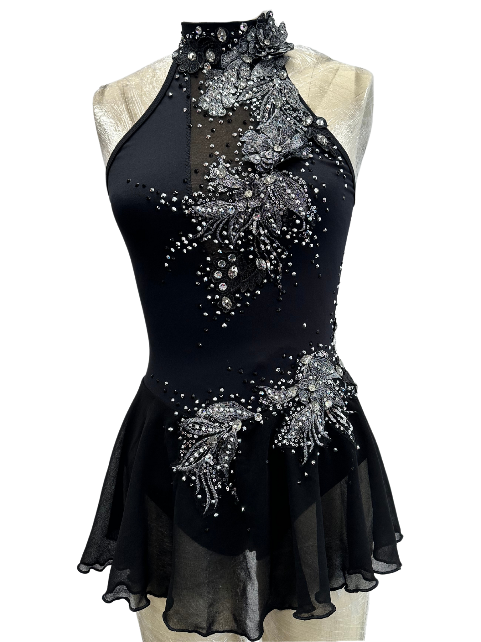 Black & Sliver motif dress Size 8A/Small Adult