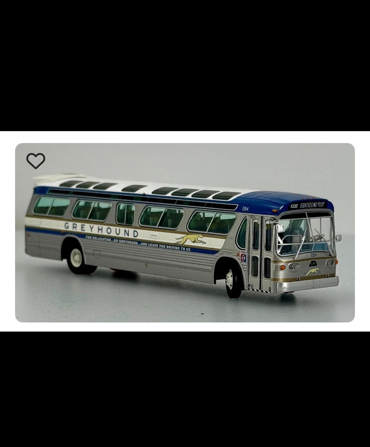 753165  1:87 Rapido GM New Look fishbowl transit bus Greyhound# 206
