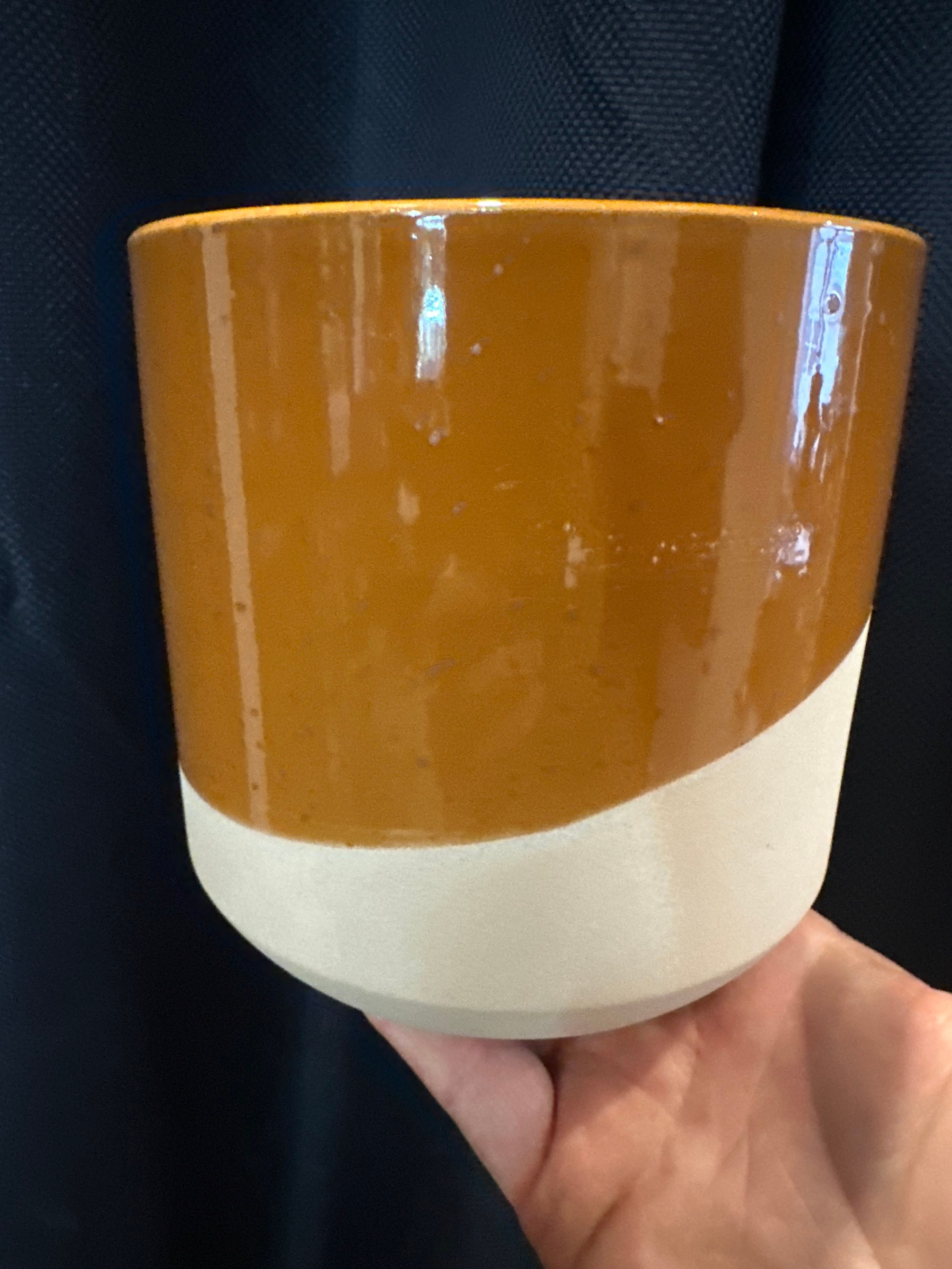 Deep Orange/Cream Pot 5”