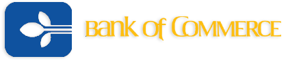 The Bank of Commerce logo is shown in gold lettering.