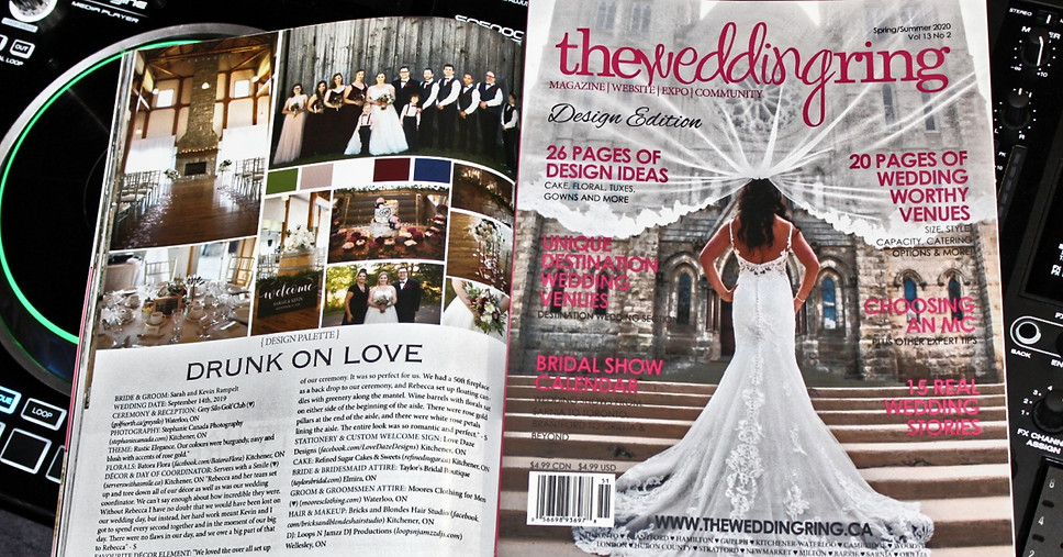 Waterloo, ON wedding featured in magazine with Loops N Jamzz DJs