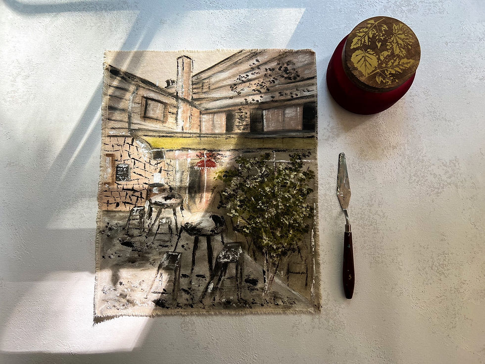 Thumbnail: “Afternoon at Blowing Rock Brewery” 13” x 16”