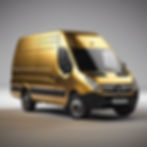 create a single 3D golden van with with a black background .jpg