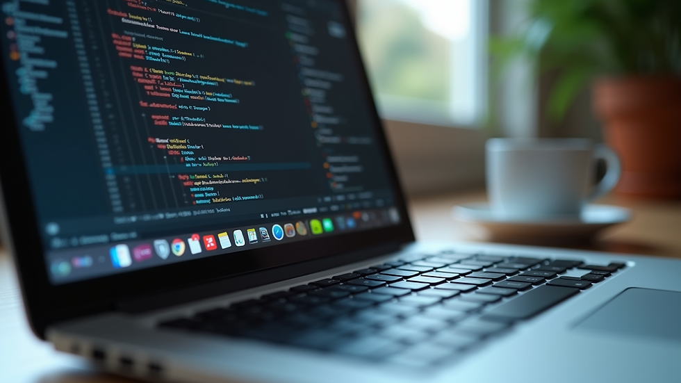 Close-up view of a laptop screen showing a web design project in progress