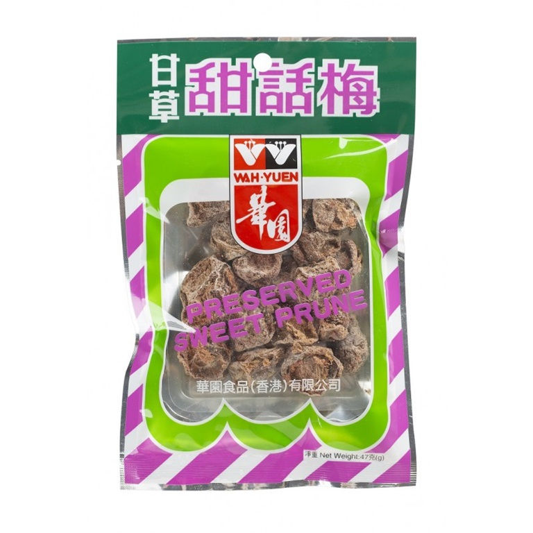 Wah Yuen Preserved Sweet Prune - L - 47g / 華園 甘草甜話梅(大)- 47克