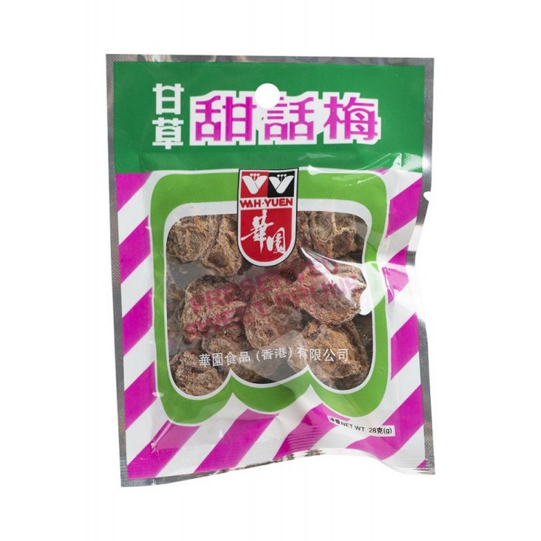 Wah Yuen Preserved Sweet Prune - M - 28g / 華園 甘草甜話梅(中)- 28克