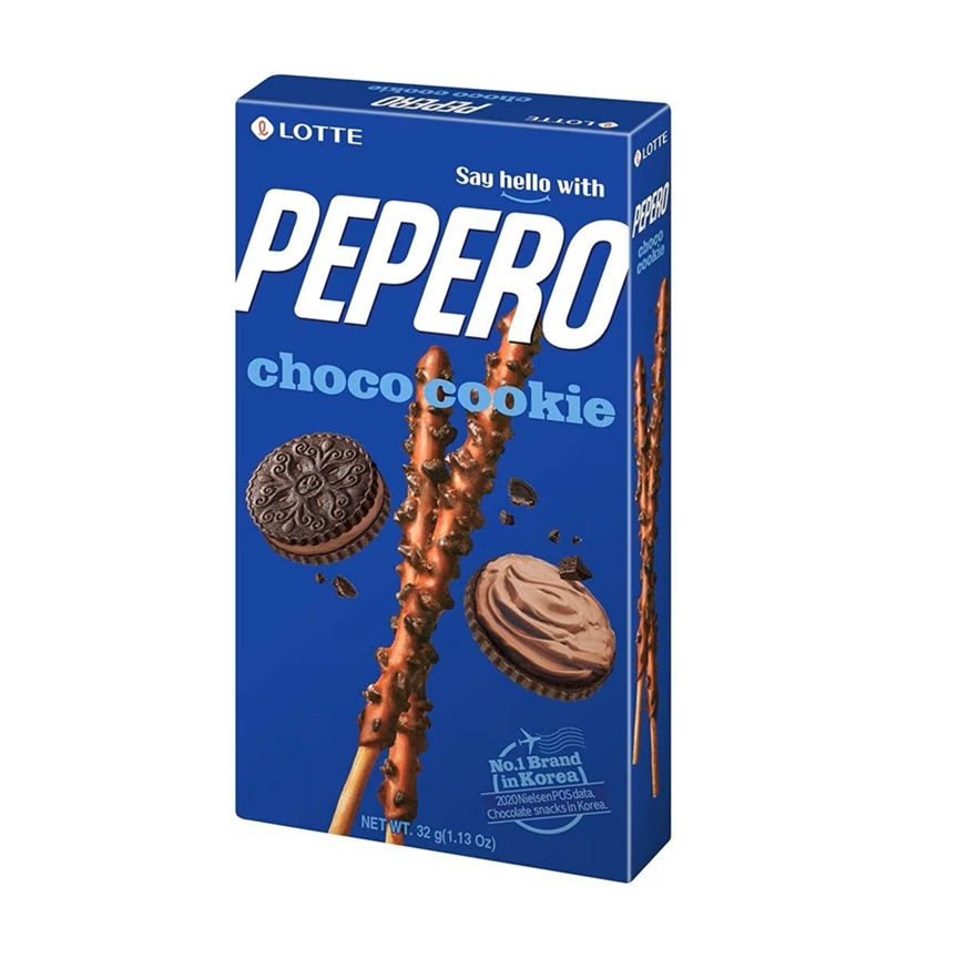 LOTTE Choco Cookie Pepero Biscuit 32G / 樂天 朱古力曲奇餅棒 32克