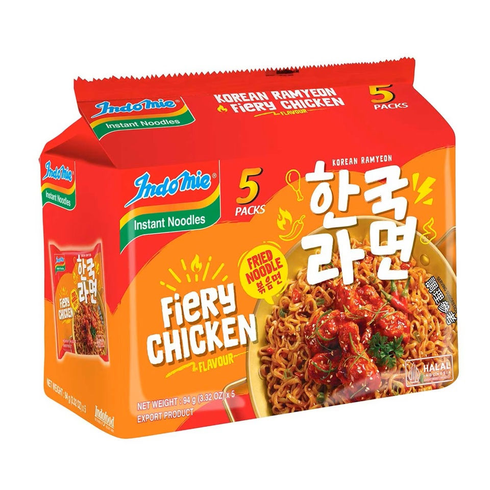營多-韓式辣雞味撈麵 (5包裝)/ INDOMIE-Fiery Chicken Flavour Instant Noodle (5pcs)