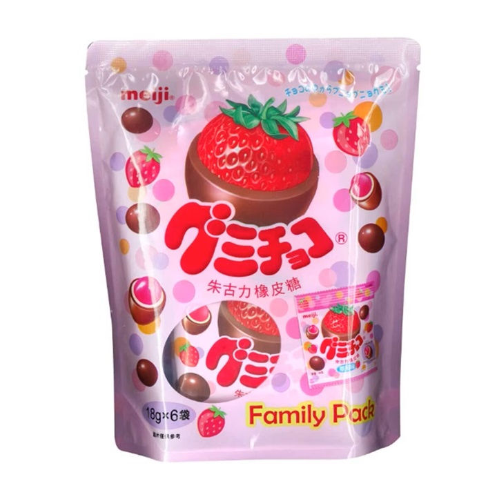 MEIJI Strawberry Gummy Choco Family Pack 108G / 明治 朱古力橡皮糖家庭裝(草莓味) 108克