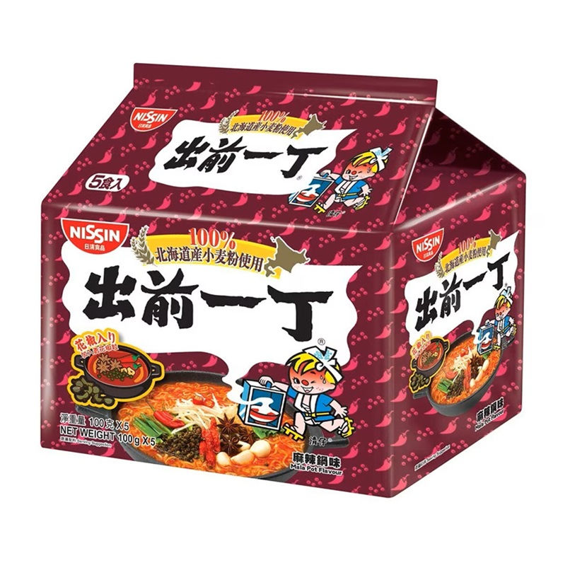 DE-MA-E Instant Noodle - Hokkaido Wheat Mala Pot 5' 500G/出前一丁 即食麵-北海道小麥粉麻辣鍋味五包裝