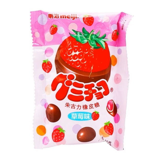 MEIJI Strawberry Gummy Chocolate 53G / 明治 士多啤梨朱古力橡皮糖 53克