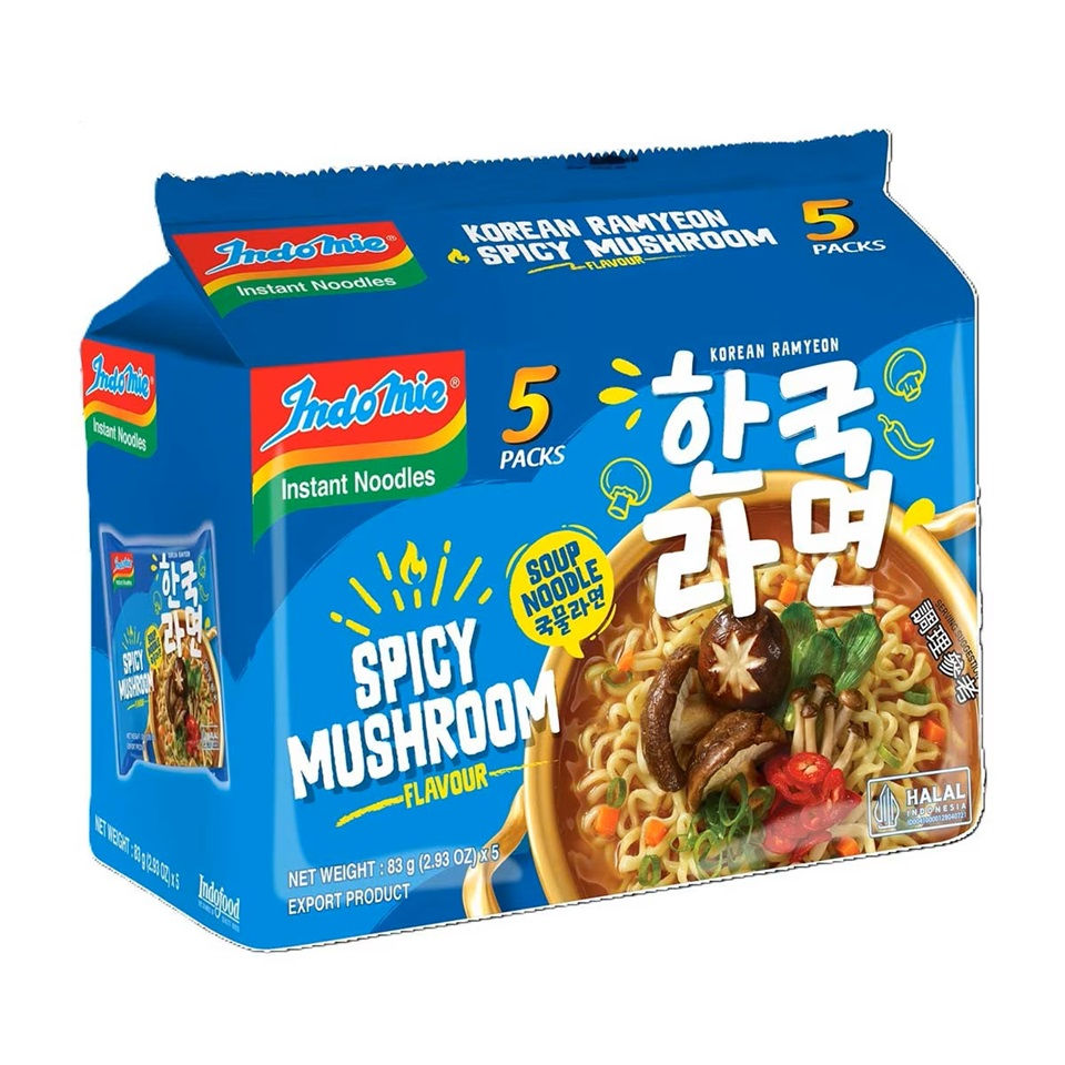 營多-韓式辣蘑菇味湯麵 (5包裝)/ INDOMIE-Spicy Mushroom Flavour Instant Noodle (5pcs)