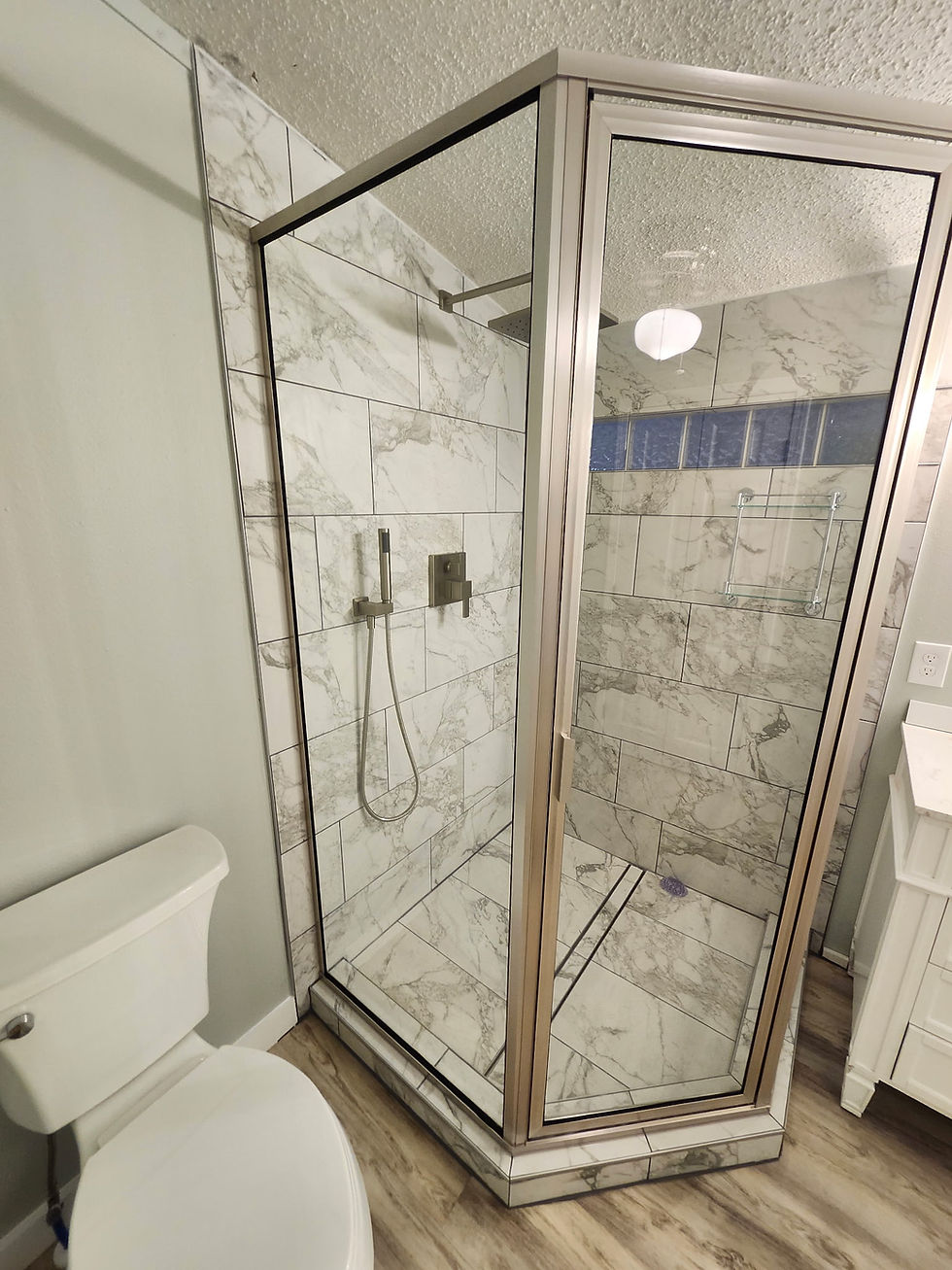Traditional framed shower door with full metal frame