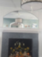 Custom cut glass installed on top of a cabinet