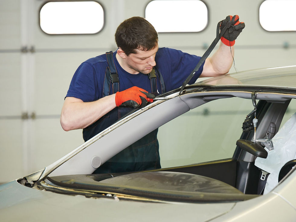Vehicle windshield replacement in progress South Baldwin County