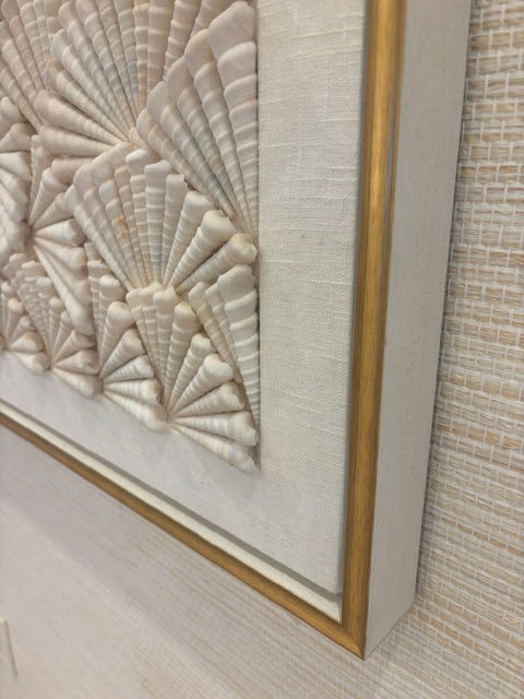 Custom shell art by Katarina Tifft created for a Sanibel residence in collaboration with Bridget Interiors.
