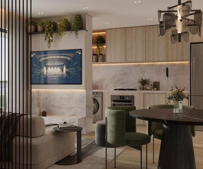 Living com mesa de centro e sofá