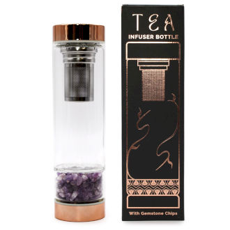 Crystal Glass Tea Infuser Bottle - Amethyst