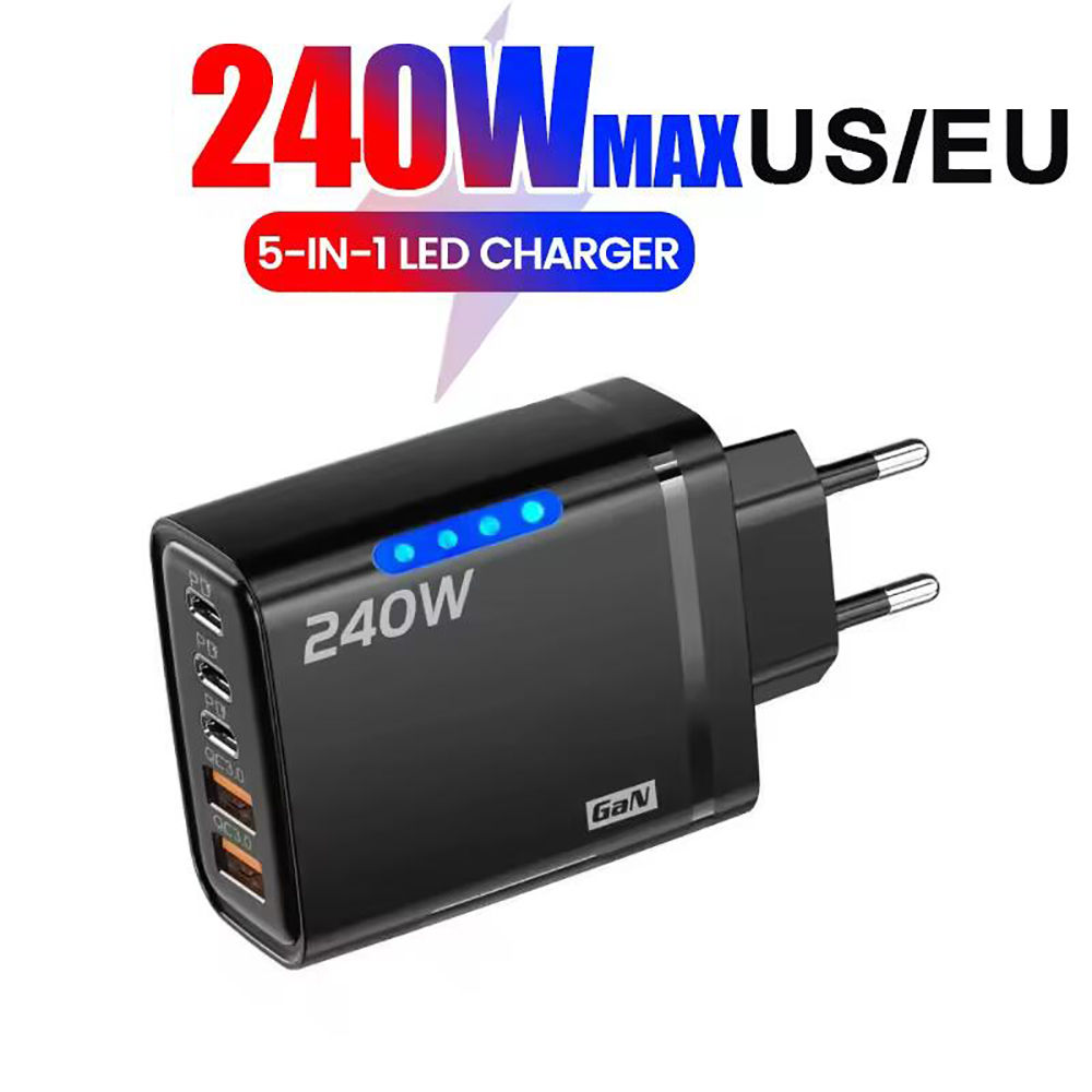 USB C GaN Charger 240W 5 in 1 Fast Charging Phone Charger Power Adapter For iPho