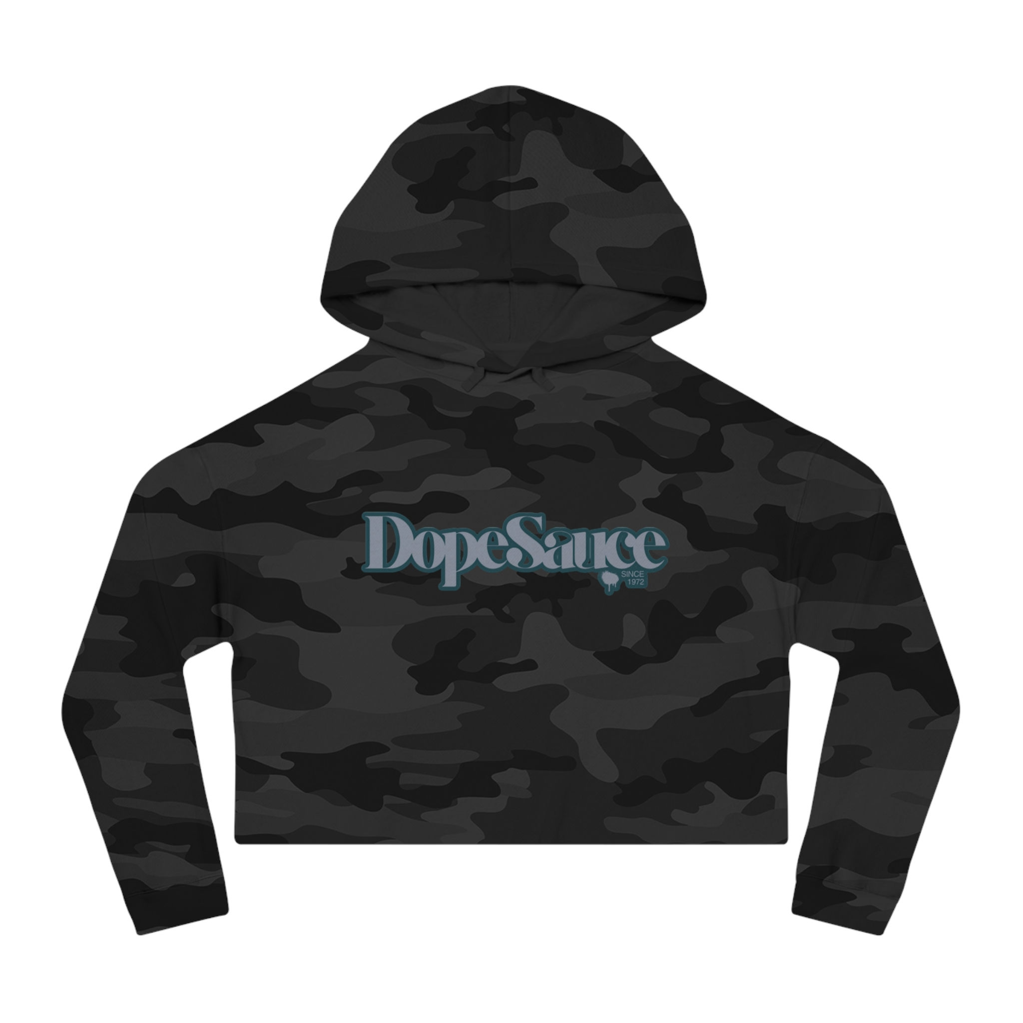 Cropped Hooded Sweatshirt with Floral Design, Dope Sauce