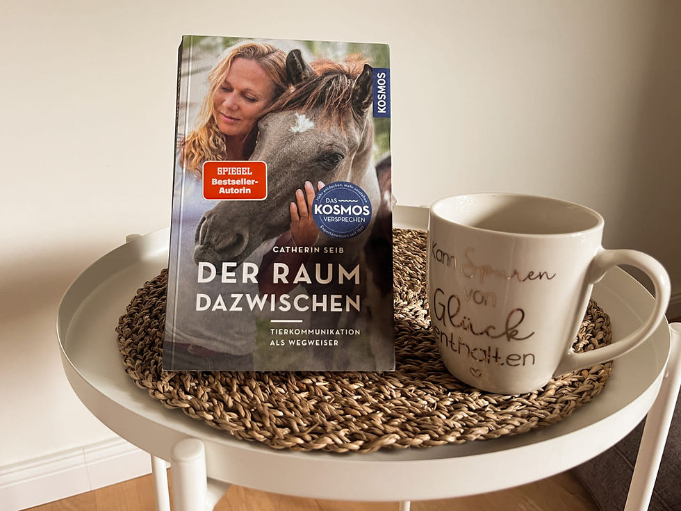 Buchcover "Der Raum dazwischen - Tierkommunikation als Wegweiser" von Catherin Seib, Kosmos Verlag 2024 - Buchrezension Pferde und Tierkommunikation von Katja Hammerschmidt