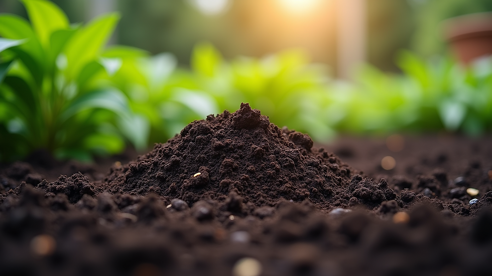 Eye-level view of dark, rich compost ready for use in the garden