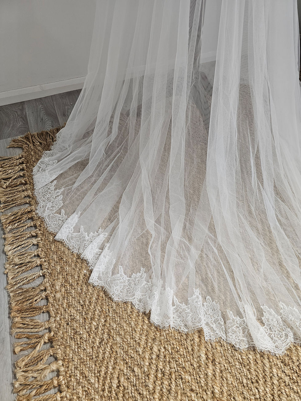 Thumbnail: Tristyn - Eyelash Lace Detachable Bridal Train