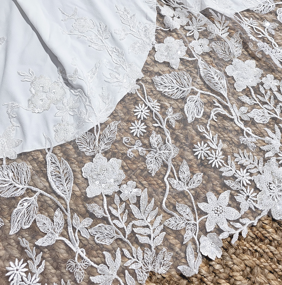 Thumbnail: Alessia--Crépe Detachable Train with beaded lace