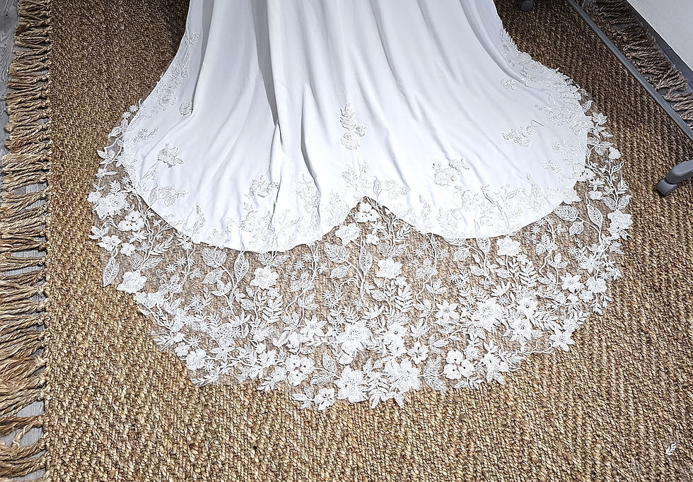 Thumbnail: Alessia--Crépe Detachable Train with beaded lace