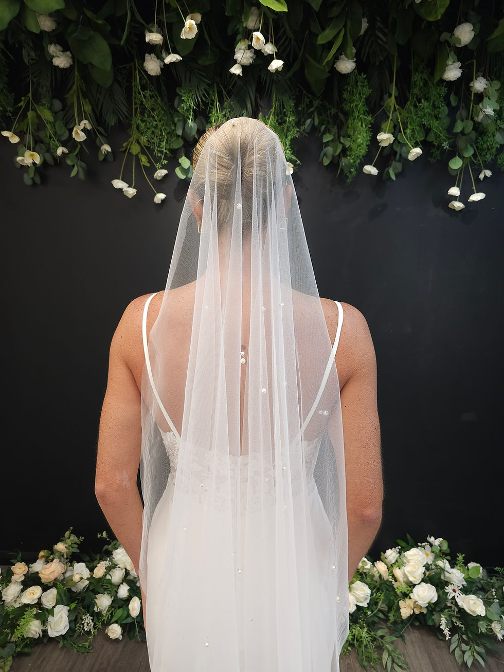 Thumbnail: Super Soft English Tulle  With Pearls - Barely There Style