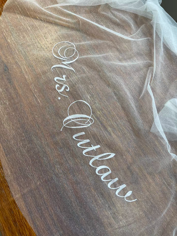 Personalised wedding veil with embroidery size 6cm/2.4"