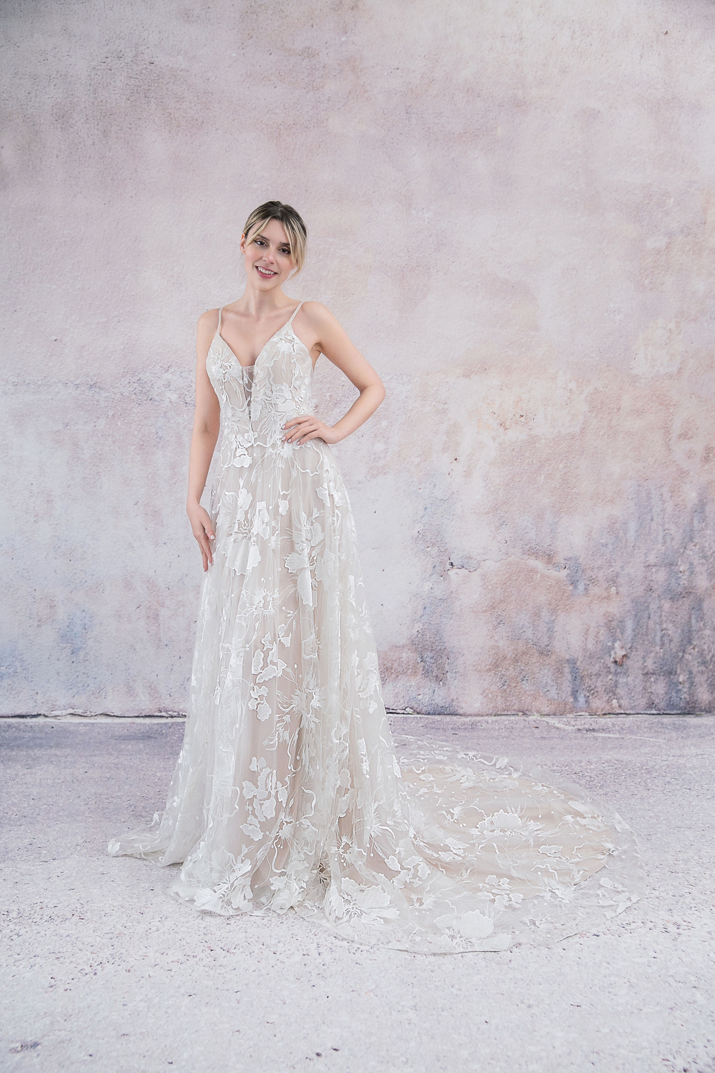 Freesia - champagne floral dress