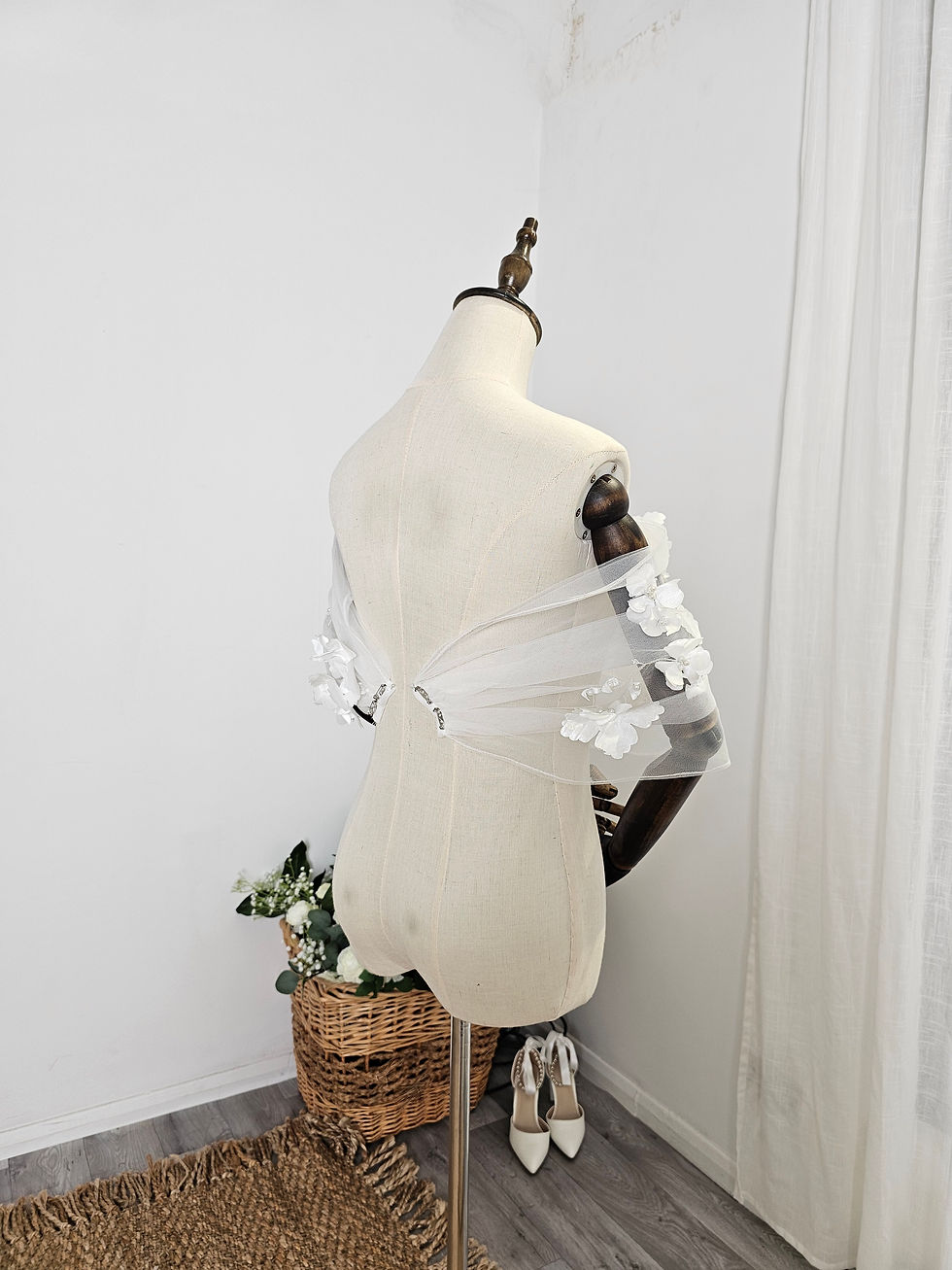 Thumbnail: Samara -  3D Bridal Flower Shawl / Wrap