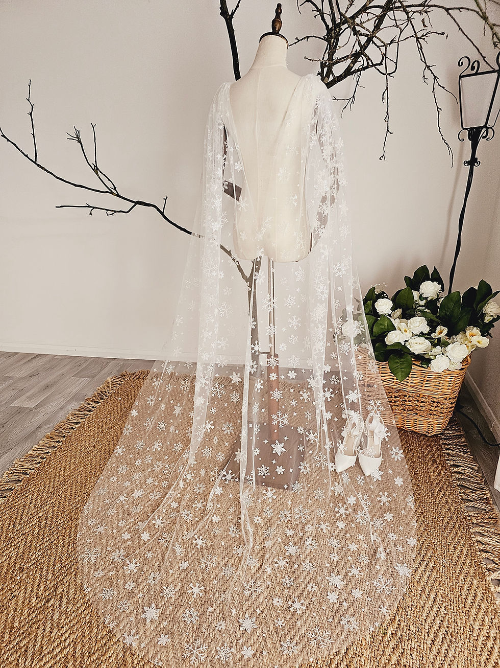 Thumbnail: Charlotte - Snowflake Glitter Cape Veil