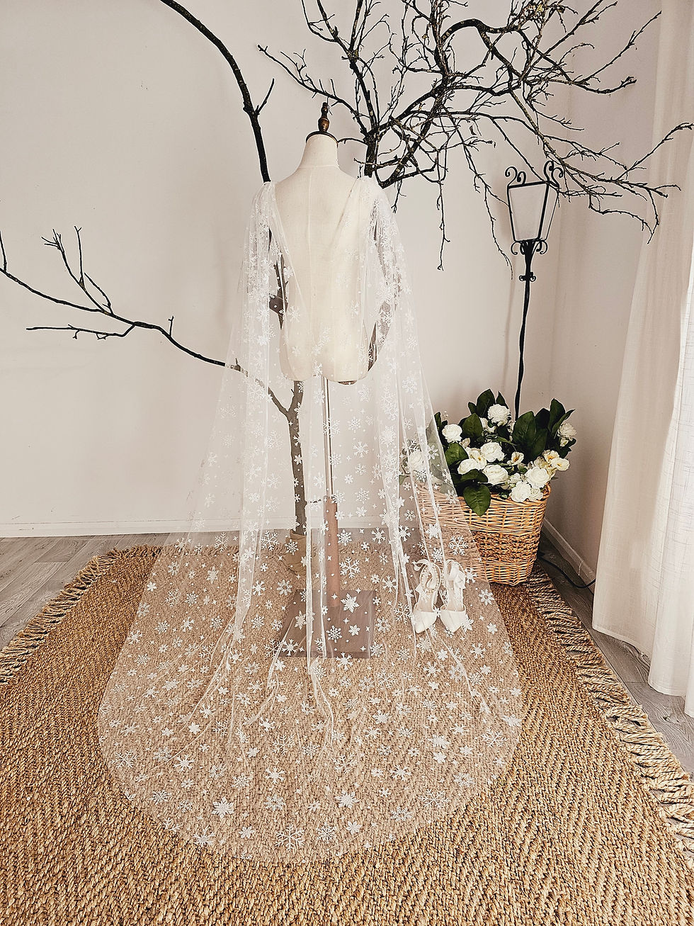 Thumbnail: Charlotte - Snowflake Glitter Cape Veil