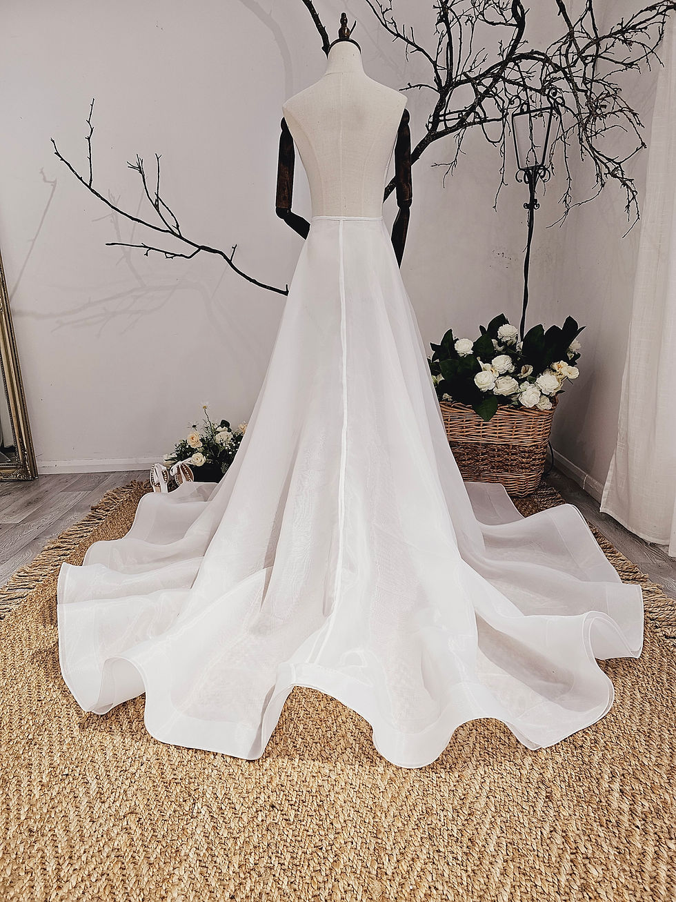 Thumbnail: Hermione - Detachable Organza Train With Horsehair Hem