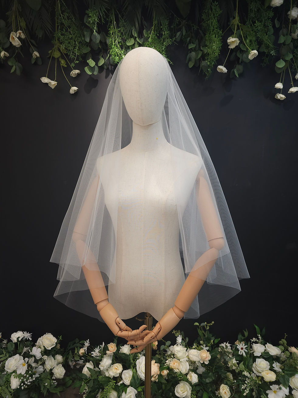 Thumbnail: Lucille - 2 Tier Super Transparent Bridal Veil /Drop Veil