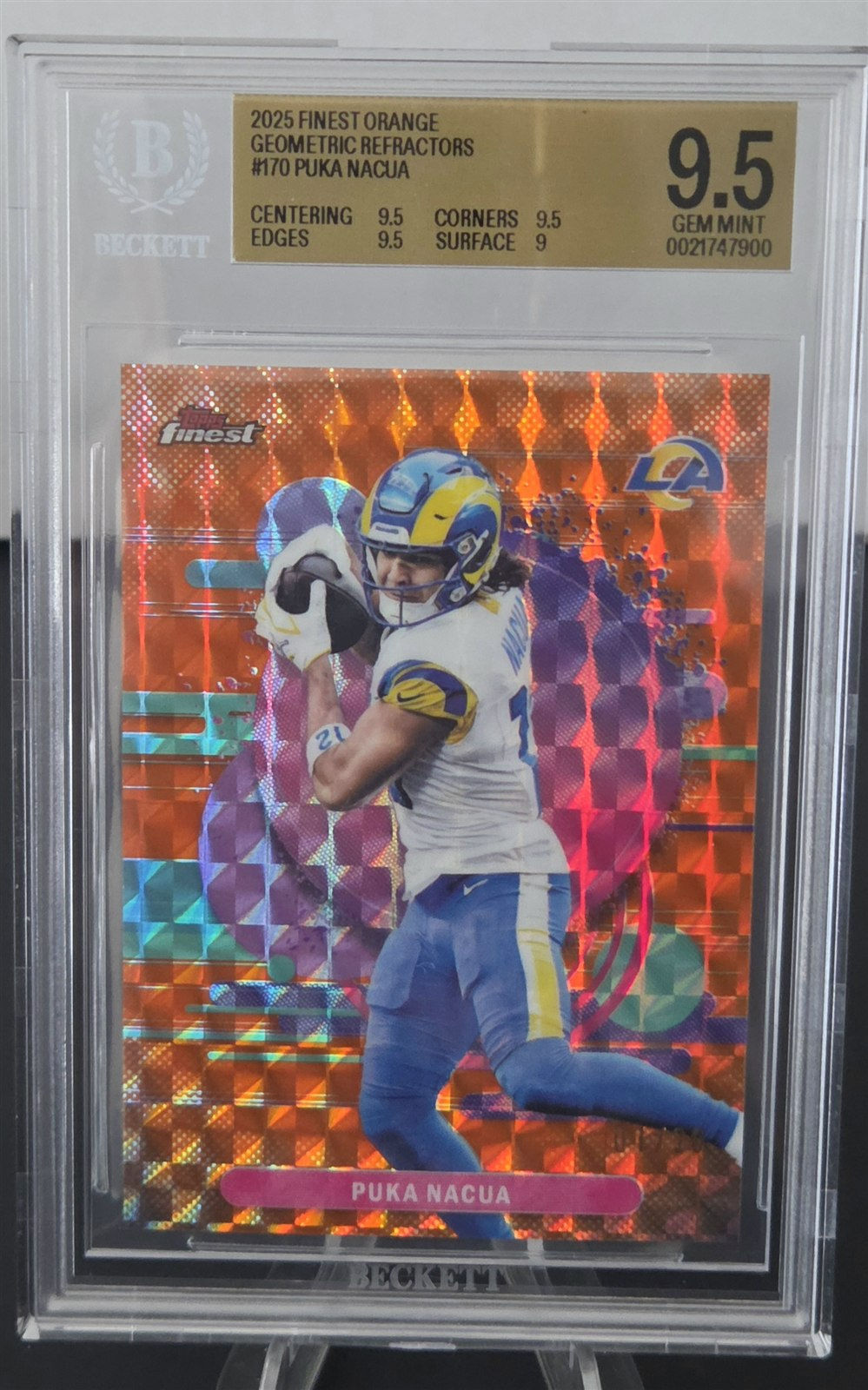 Puka Nacua 2025 Topps Finest Orange Geometric Refractor /25 BGS 9.5 #170