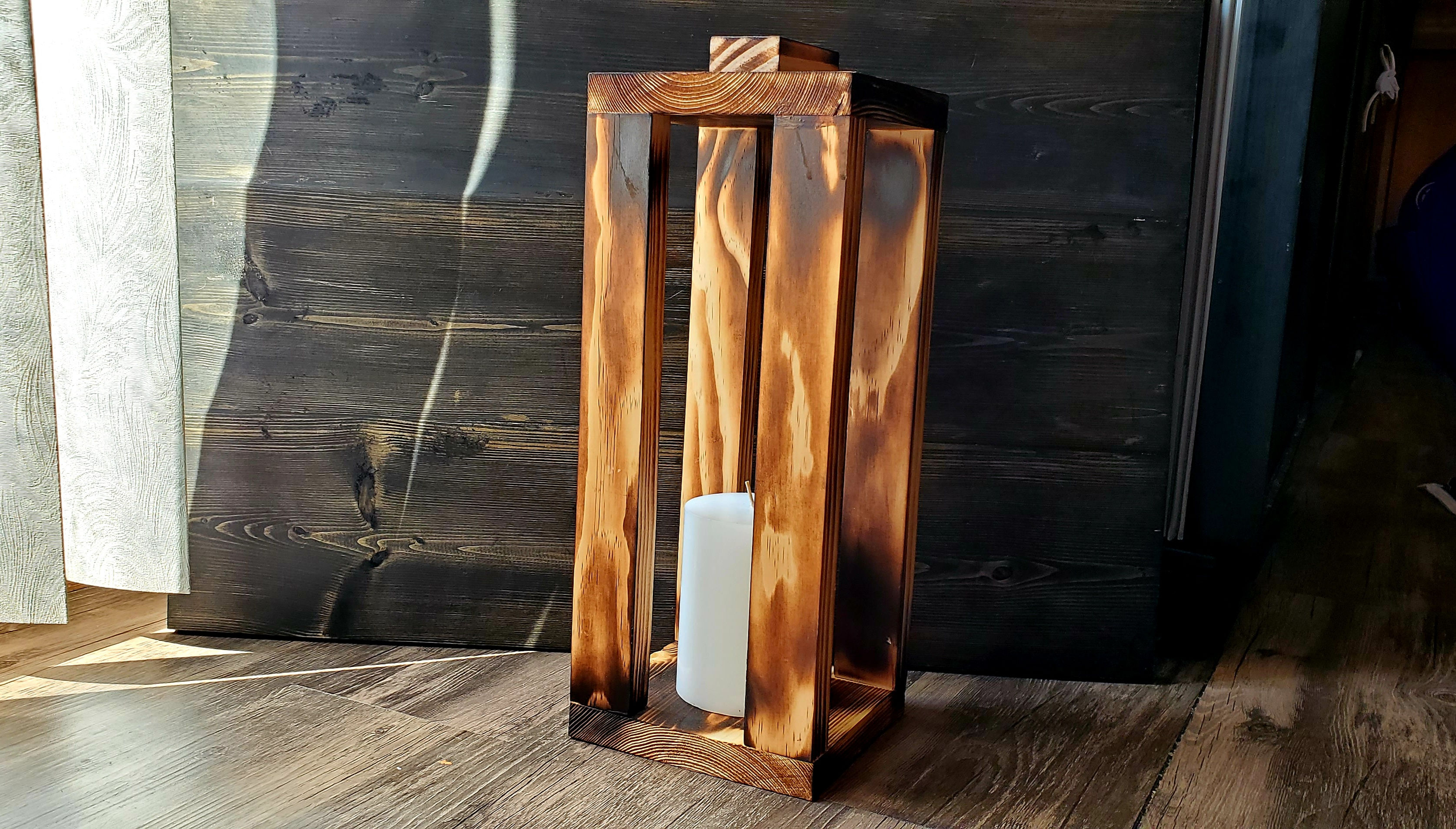 Lantern with pillar candle