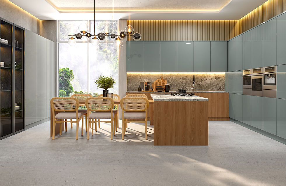 Render 3D de cozinha planejada para indústria moveleira