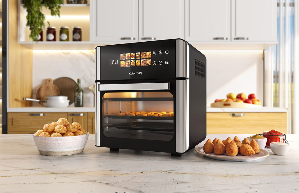 Render 3D fotorrealista de forno comercial em estúdio