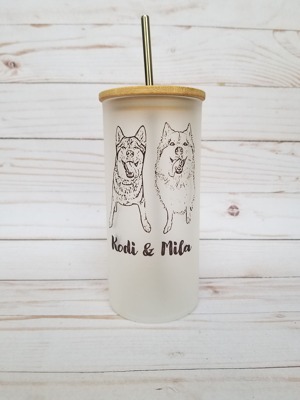Thumbnail: Custom Pet Portrait Frosted Tumbler