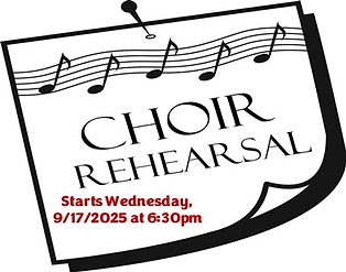 Chancel Choir Rehearsal Starts Wednesday, September 17th at 6.30pm